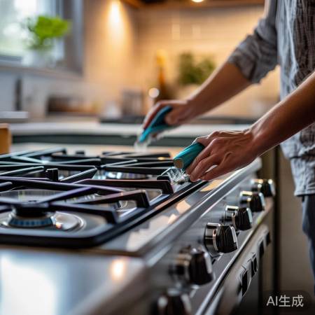 燃气灶定期清洁保安全。