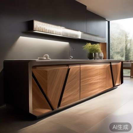 斜角冰箱餐边柜,时尚现代,厨房