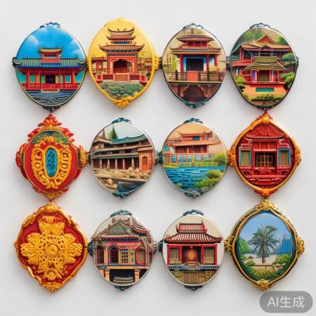 潮州风情冰箱贴,传统图案魅力十