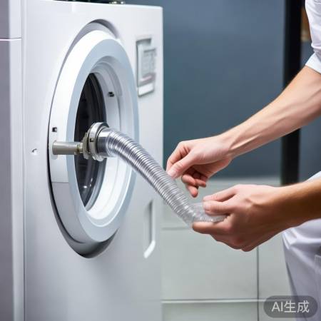 连接洗衣机进水管,保持直管防渗