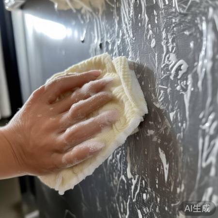 温水抹布洗洁精,轻擦油污防盗门