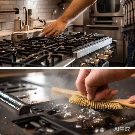 “热水浸泡,旧牙刷刷,抽油烟机