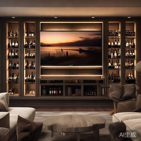 “时尚家居新潮流,影视墙红酒柜