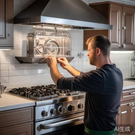 拆洗油烟机,重新安装,紧固螺丝