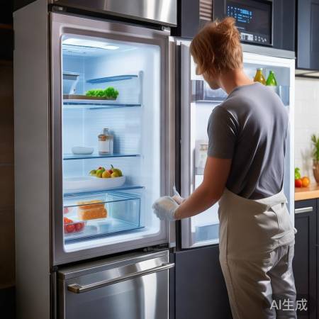 冰箱保养延长寿命,勿热食入内。