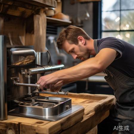 安装炉头,对准接口,螺丝固定。