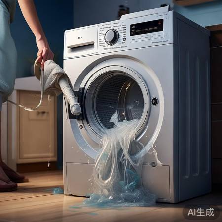 洗衣机排水管堵塞，清理可解决。