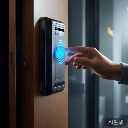 指纹锁拆解步骤：拧螺丝，轻开锁