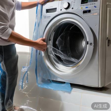 洗衣机换胶圈,小心操作保安全。