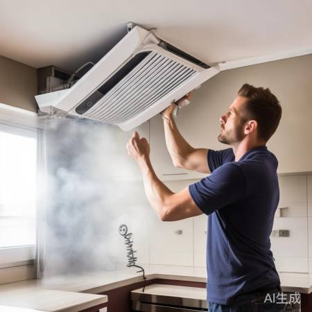 安装排风扇,排油烟,连接紧密,