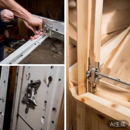 新门合页安装:对准孔位涂油拧紧