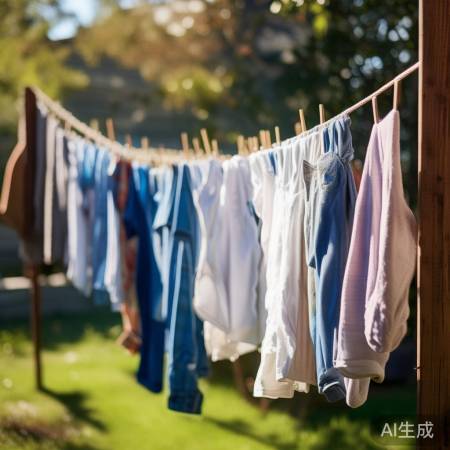 晾衣架挂晒，夏日速干。