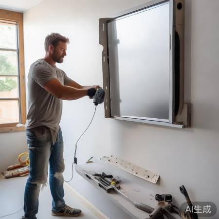 安装电视滑道,墙面修补,按步骤