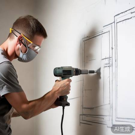 钻孔关键:垂直墙面,准确定位。