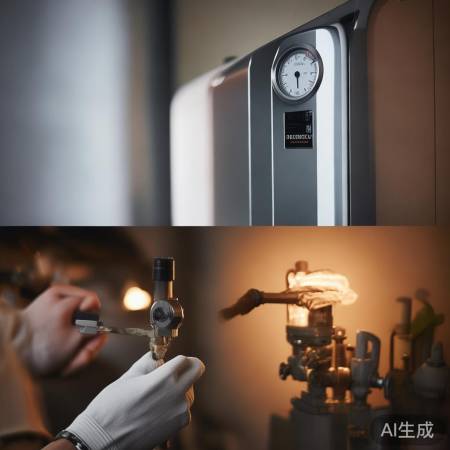 壁挂炉水压调适,压力表监控。