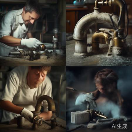 拆卸水龙头,清理杂质。