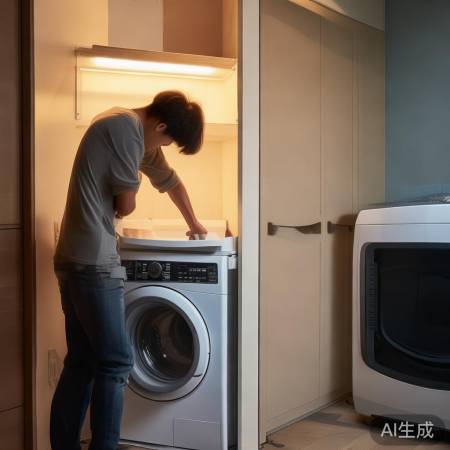 洗衣机旁平整地安装收纳箱