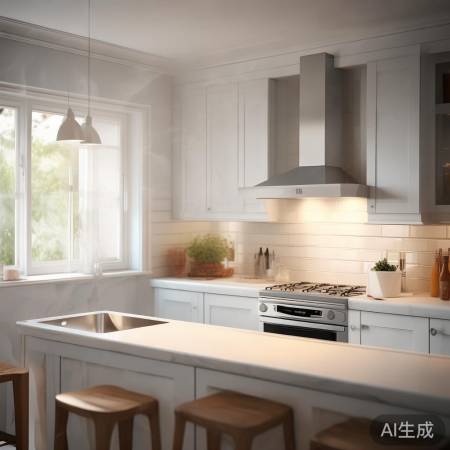 厨房上风口出烟,防油烟倒灌。