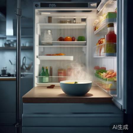 冰箱忌热食,温差调节损。