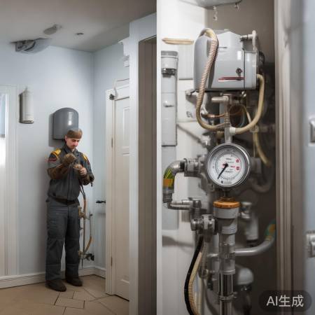 壁挂炉进水，小心开启阀门。