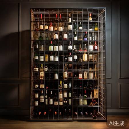 “网格酒柜，留白分类，美酒畅饮