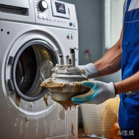 洗衣机排水阀损坏，需更换。