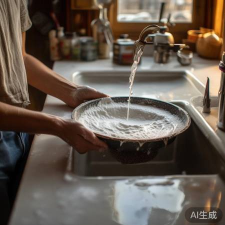 苏打粉去油垢，刷洗冲净，除异味