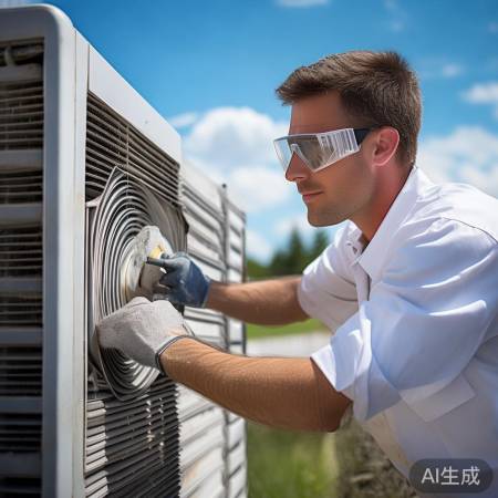 “空调外机：散热片与风扇清洁”