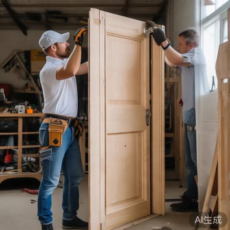 师傅安装新门，监督调整