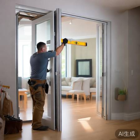 检查门体垂直与开启方向