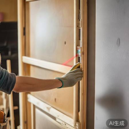 安装门框，确保垂直拧紧螺丝