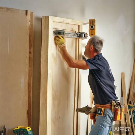 安装门框,检查水平,固定螺丝