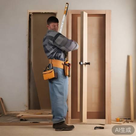 安装新门,检查门框垂直