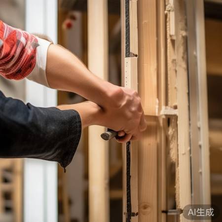 门框固定，确保水平